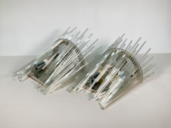 Lote anterior: Dos apliques de vidrio tallados con espaguetis, dos luces cada uno
