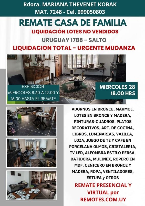 Liquidación de Lotes No Vendidos: Remate Presencial y Virtual en Salto
