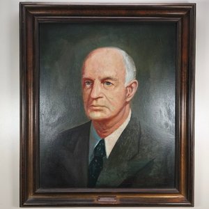 Óleo Retrato Dr. Conrado H. Hughes, Marco Patinado, 1904-1983 - imagen 2