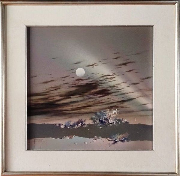 Acrílico sobre Fibra "Paisaje Lunar" Atribuido a Emilio Bolinches 50x50 cm