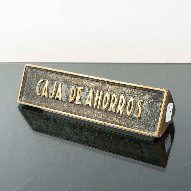 Cartel de Bronce "Caja de Ahorros" - Vintage