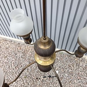 Araña de Bronce y Madera con 4 Tulipanes - imagen 6