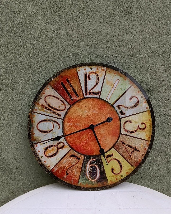 Reloj de Pared Vintage con Números Grandes - 57 cm Diámetro