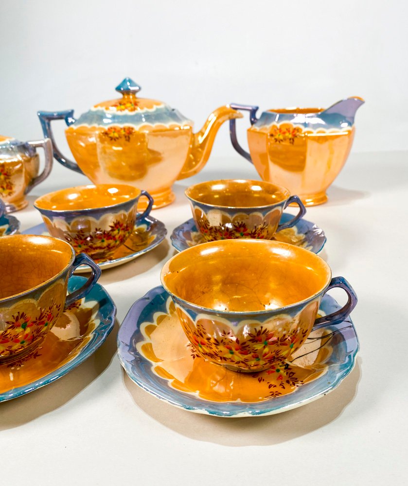 Colección de loza azul y naranja - imagen 2