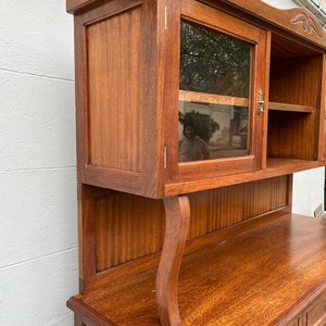 Aparador Antiguo de Madera Roble y Cerejeira con Alzada y Vidrios - imagen 5