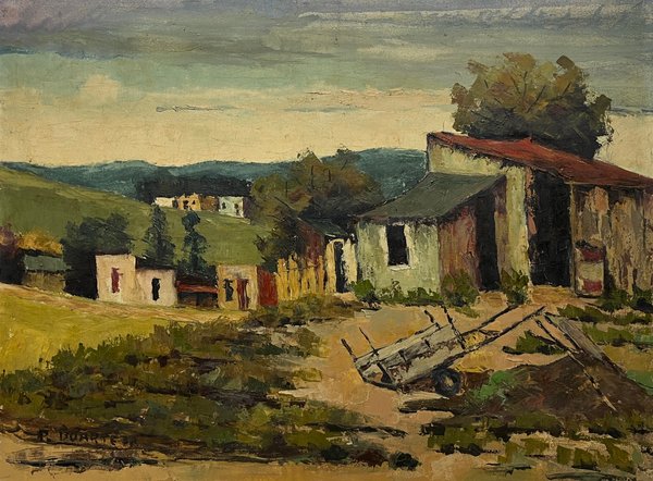 Lote siguiente: Óleo sobre tela de Pedro Duarte, 'Pueblo', firmado y en excelente condición