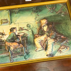 Cuadro con Relieve: Abuelo y Niño en Marco de Madera - imagen 3