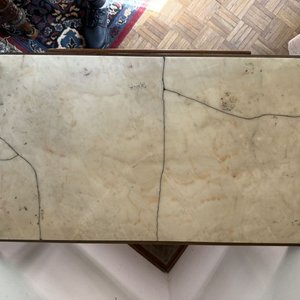 Mesa Auxiliar Clásica con Tapa de Mármol y Ruedas - imagen 11