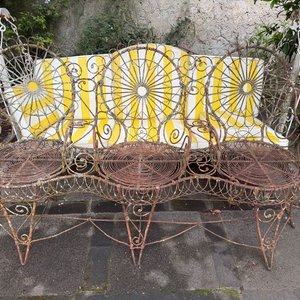 Antiguo Sillón de Jardín de Hierro Forjado de Tres Cuerpos - imagen 1