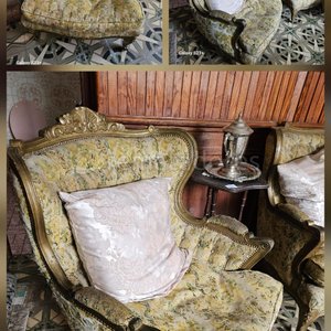 Lote siguiente: Sillón Luis XV Estilo Barroco Tapizado Floral Dorado