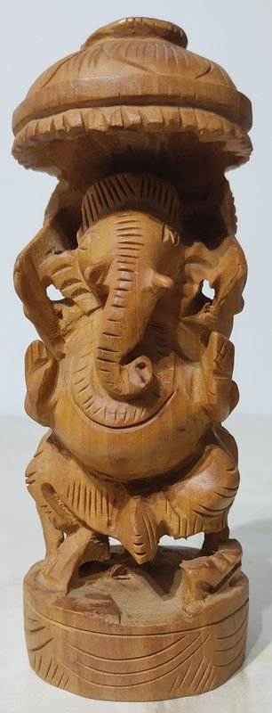 Talla en madera de Ganesha Ganpati, dios elefante hindú - imagen 2
