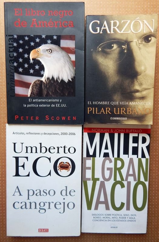 Lote de 4 Libros: El Hombre Que Veía Amanecer, El Libro Negro De América, A Paso De Cangrejo y El Gran Vacío
