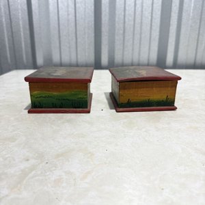 Par de Cajas de Madera Artesanales con Paisaje de Cactus - imagen 8