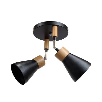 Plafon de Techo con 2 Luces y Detalles en Madera