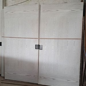 Lote siguiente: Puerta Doble Hoja Laminada Roble Blanco 105x213cm con Marcos Desarmados