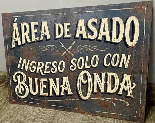 Cartel Decorativo "Área de Asado" de Chapa