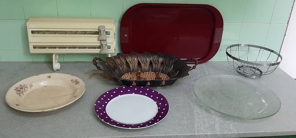 Bandeja Melamina Bordo, Dispensador de Rollos, Centros de Mesa y Platos Varios - imagen 1