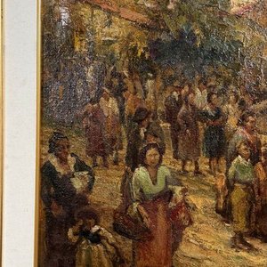 Oleo sobre tela "Día de Fiesta" de Enzo Domestico Kabregu 80x60 - imagen 3