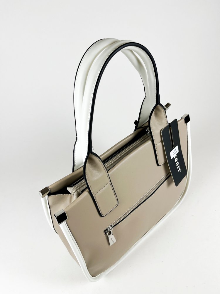 Cartera de Dama Zenit en Perla con Detalles en Blanco - imagen 2
