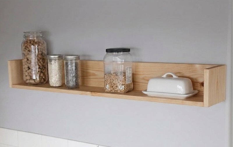 Estante Flotante de Madera Natural para Pared