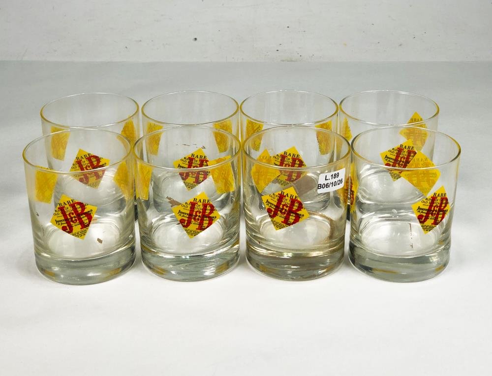 Juego de 8 Vasos para Whisky con Monograma J&B