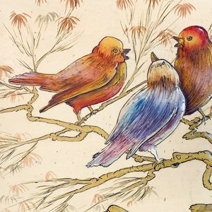 Cuadro de Madera y Laca con Pájaros, Firmado y Fechado 1964 - imagen 2