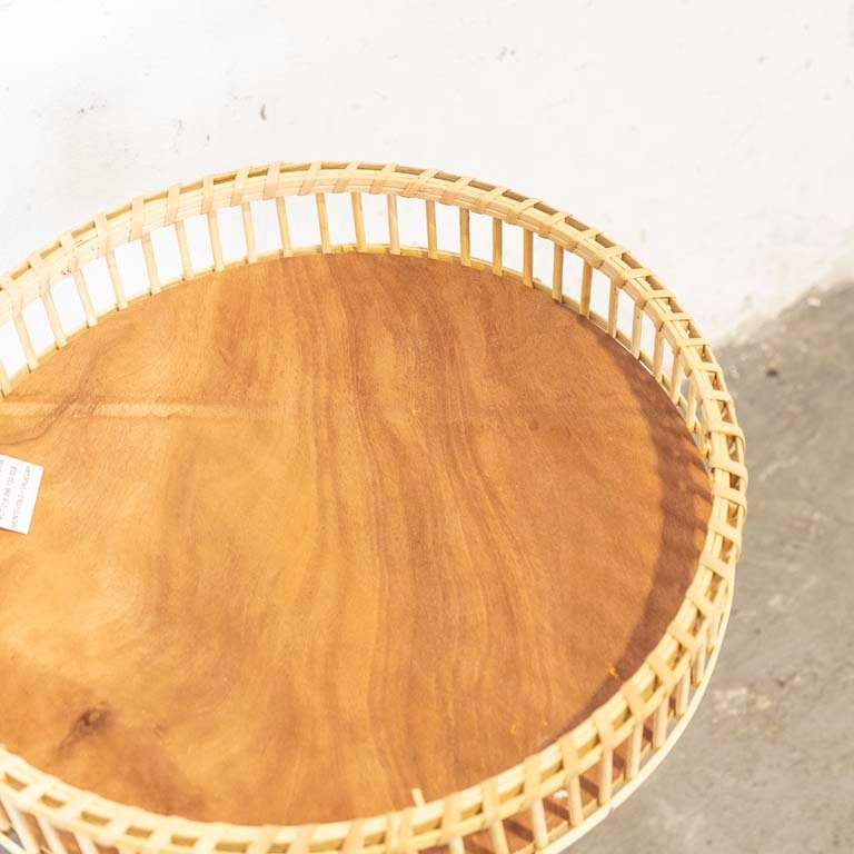 Mesa de sala circular con tapa de madera y base de hierro - imagen 2