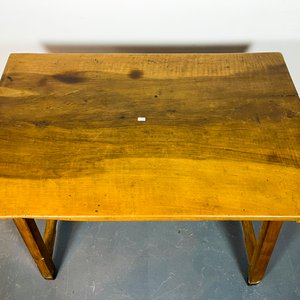 Antigua Mesa Rectangular de Madera con Refuerzo de Hierro - imagen 2