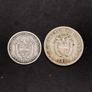 Panamá: Lote de 2 Monedas de 5 Centésimos (1904 Plata y 1929 Níquel) - imagen 3