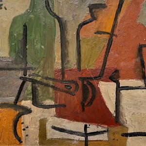 Marta Morandi "Plano color y línea" Óleo sobre cartón 1959 - imagen 1