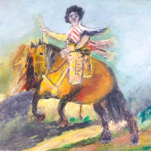 Cuadro Óleo "Gaucho a Caballo" Firmado Nilda Poppolo (1998) - imagen 3