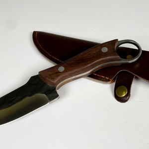Cuchillo hoja de acero 11 cm, cabo madera con vaina - imagen 4