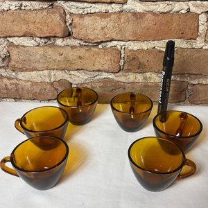 Juego de 6 Pocillos para Café de Vidrio Ámbar Antiguos - imagen 6