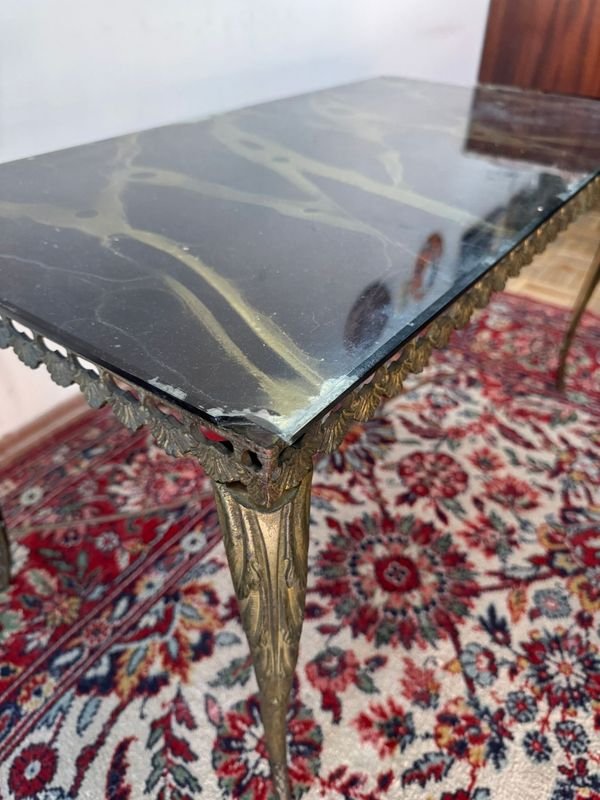 Mesa ratona en bronce con tapa de vidrio y cascada - imagen 6