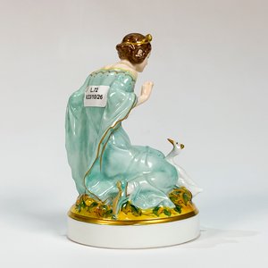 Figura de Porcelana Bavaria Dama con Cisne, Vestido Verde - imagen 4