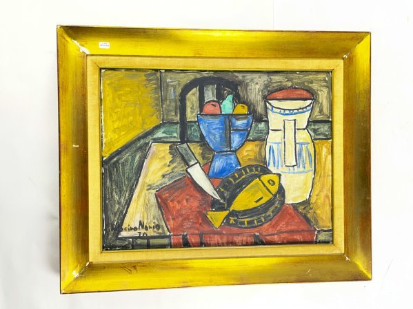 Cuadro al óleo sobre tela firmado por Ribeiro, 63x48 cm