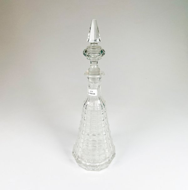 Botella de cristal hialino facetado con tapón - imagen 1