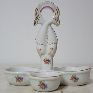 Copetinero de Porcelana Mongat con Diseño de Peces y Flores - imagen 2