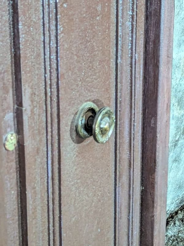 Puerta antigua de cedro con diseño de dos hojas y marco - imagen 3