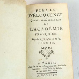 Recopilación de Discursos y Ensayos "Pieces d'éloquence" Tomo III - París 1764 - imagen 1