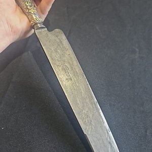 Cuchillo de Caza Antiguo Martinez Hnos. con Cabo de Plata y Oro - imagen 4