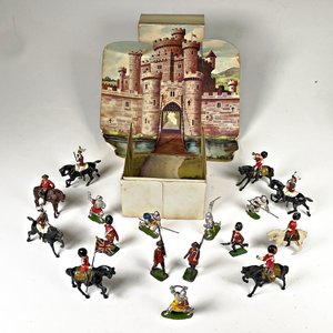 Lote siguiente: Set de Guerra con 17 Soldaditos de Plomo y Castillo Desplegable