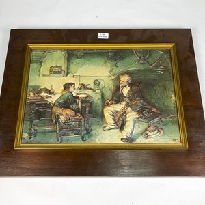 Lote siguiente: Cuadro con Relieve: Abuelo y Niño en Marco de Madera