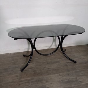 Mesa Oval de Vidrio con Base de Hierro - imagen 2