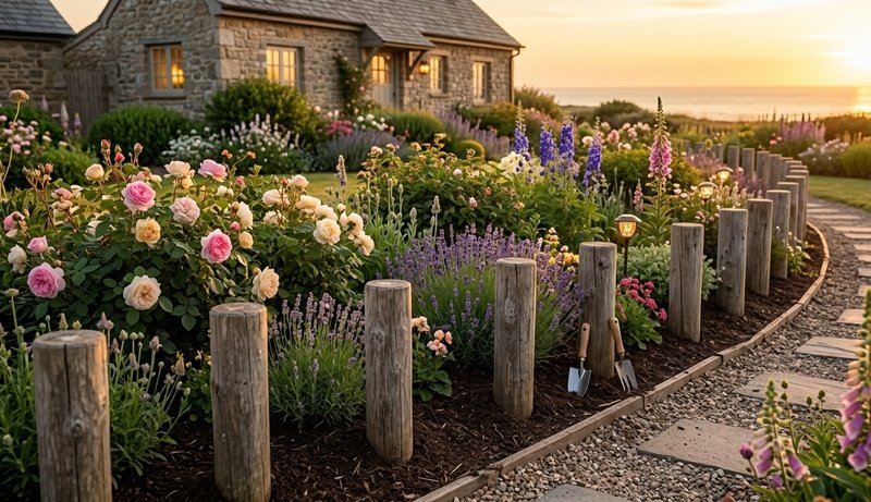 Postes Rústicos para Cercos de Jardín - 50 cm de Alto