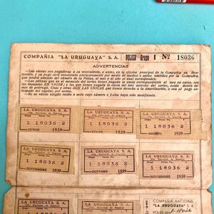Documentos y Pólizas de Seguro de "La Uruguaya" - Año 1938 - imagen 9