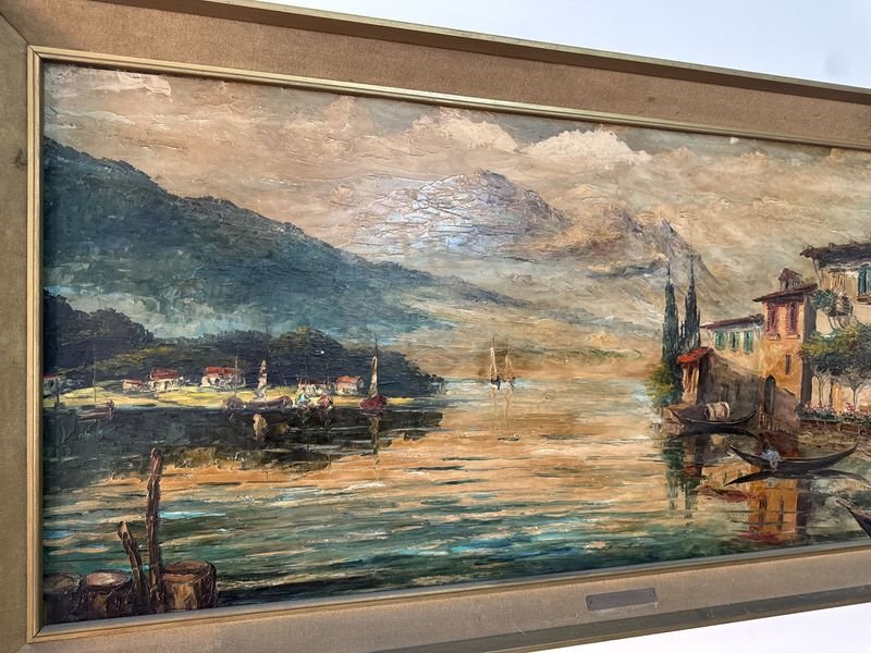 Antiguo óleo italiano de paisaje - imagen 6