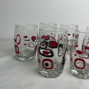 Juego de 6 Vasos de Vidrio Pintados a Mano con Diseño Abstracto - imagen 2
