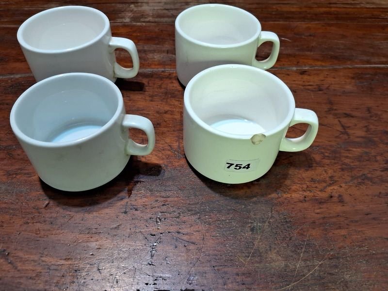 Lote de 4 tazas blancas lisas de 8 cm de diámetro - imagen 2