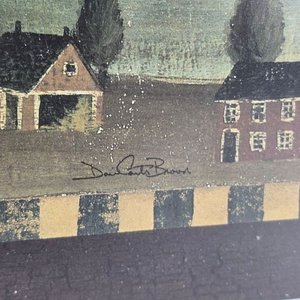 Lámina Firmada "Luna y Pueblo" con Vidrio Antirreflejo - imagen 4
